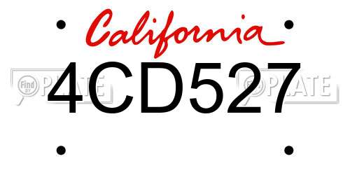 4CD527 California License Plate