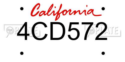 4CD572 California License Plate