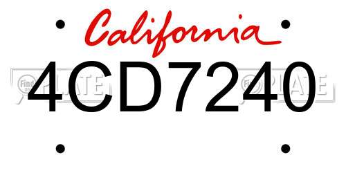4CD7240 California License Plate