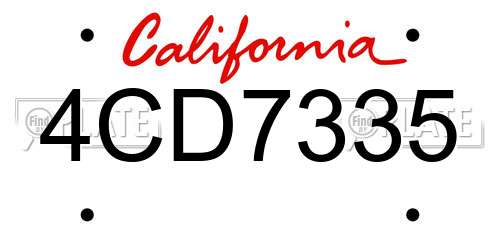4CD7335 California License Plate