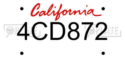 4CD872 California License Plate