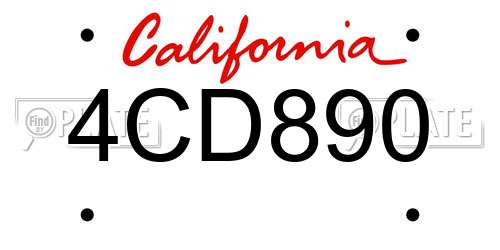 4CD890 California License Plate