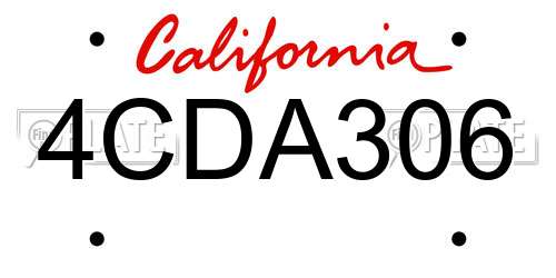 4CDA306 California License Plate