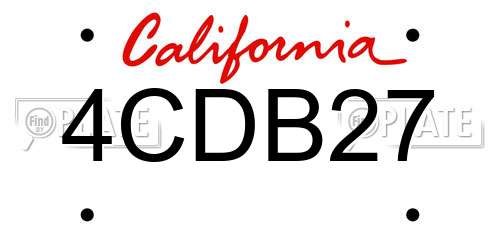 4CDB27 California License Plate