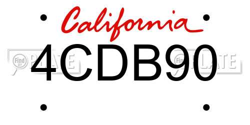 4CDB90 California License Plate