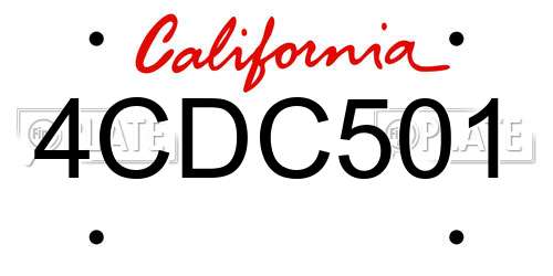4CDC501 California License Plate