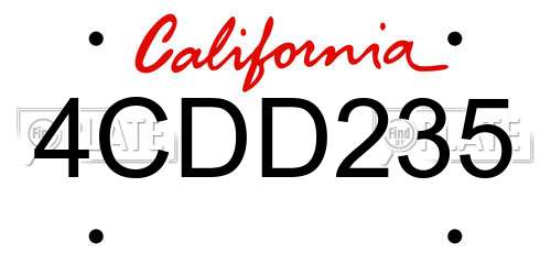 4CDD235 California License Plate