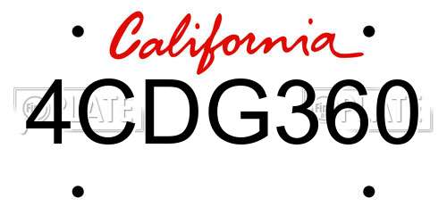 4CDG360 California License Plate