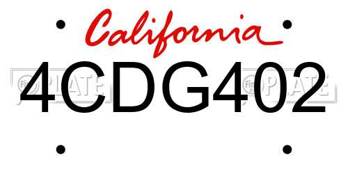 4CDG402 California License Plate