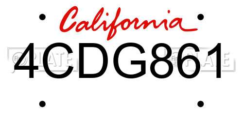4CDG861 California License Plate