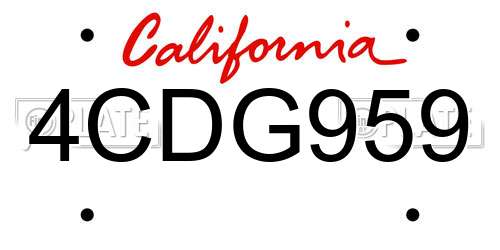 4CDG959 California License Plate
