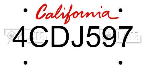 4CDJ597 California License Plate