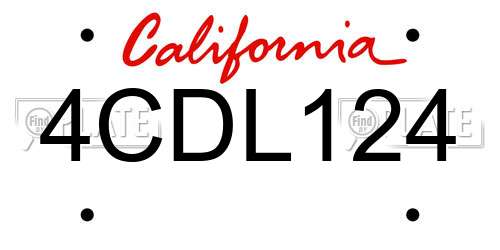 4CDL124 California License Plate