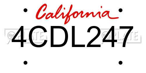 4CDL247 California License Plate