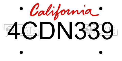 4CDN339 California License Plate