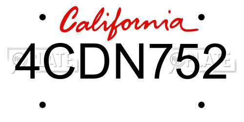 4CDN752 California License Plate
