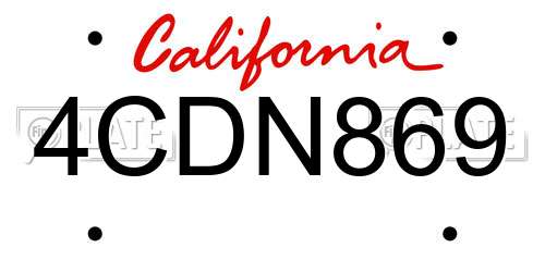 4CDN869 California License Plate