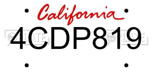 4CDP819 California License Plate