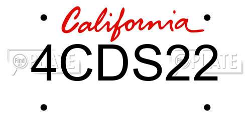 4CDS22 California License Plate