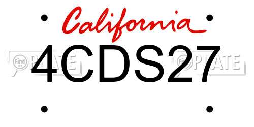 4CDS27 California License Plate
