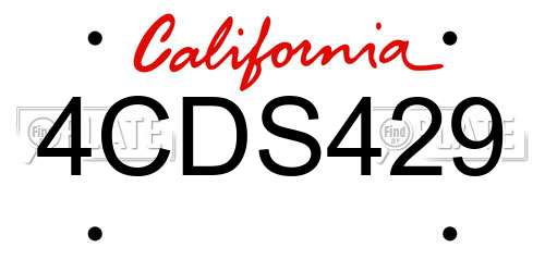 4CDS429 California License Plate