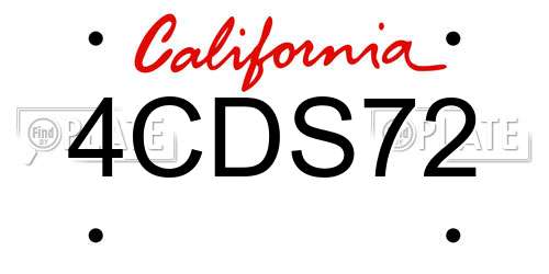 4CDS72 California License Plate