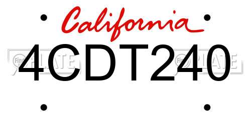 4CDT240 California License Plate