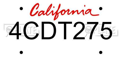 4CDT275 California License Plate