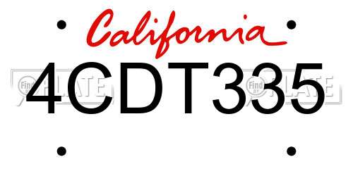 4CDT335 California License Plate