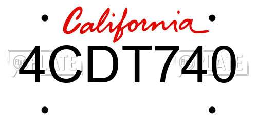 4CDT740 California License Plate