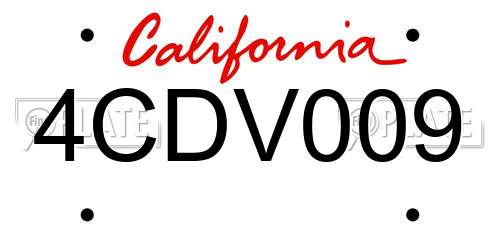 4CDV009 California License Plate