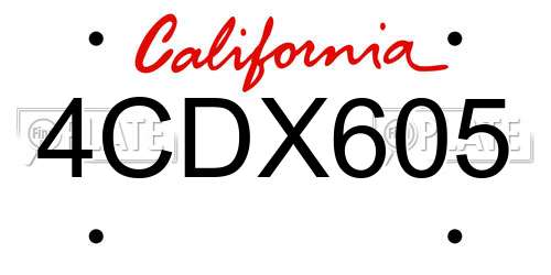 4CDX605 California License Plate
