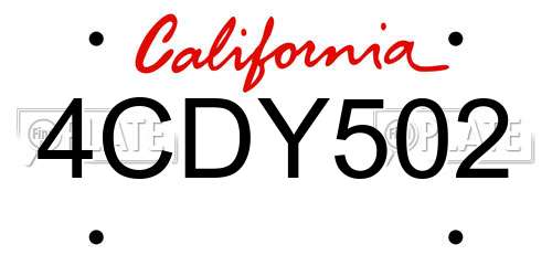 4CDY502 California License Plate