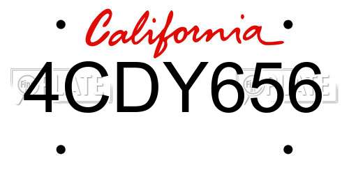 4CDY656 California License Plate