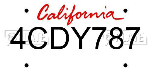 4CDY787 California License Plate