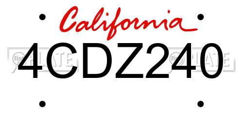 4CDZ240 California License Plate