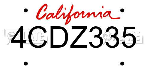 4CDZ335 California License Plate