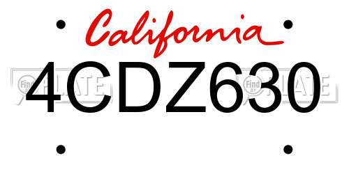 4CDZ630 California License Plate