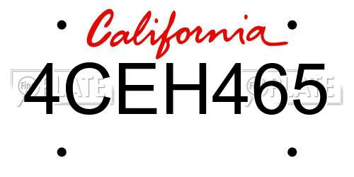 4CEH465 California License Plate
