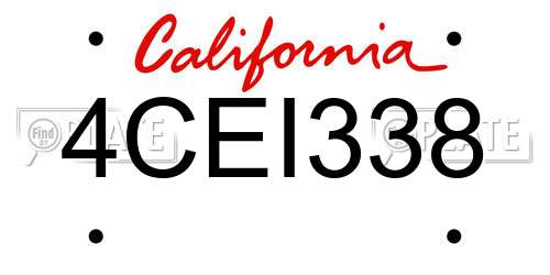 4CEI338 California License Plate