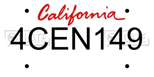 4CEN149 California License Plate