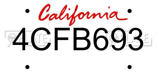 4CFB693 California License Plate