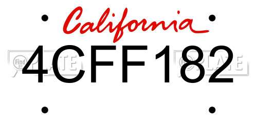 4CFF182 California License Plate