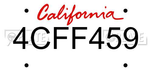 4CFF459 California License Plate