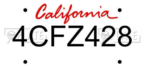4CFZ428 California License Plate