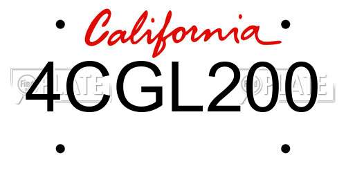 4CGL200 California License Plate