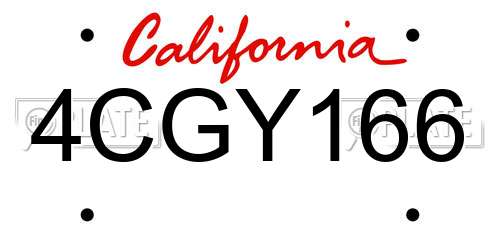 4CGY166 California License Plate