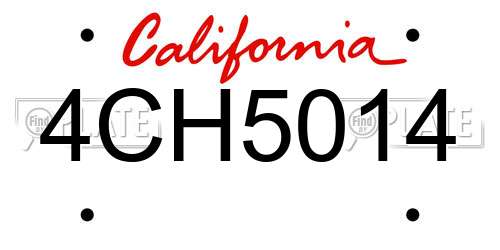 4CH5014 California License Plate