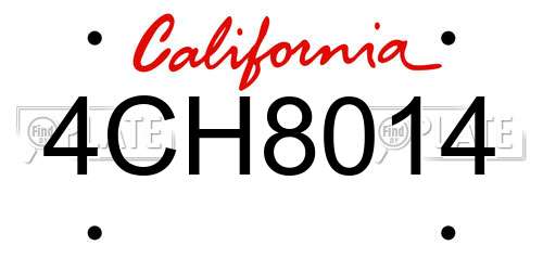 4CH8014 California License Plate