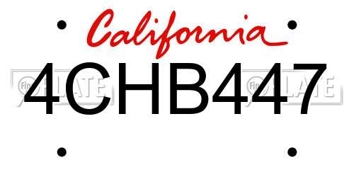 4CHB447 California License Plate